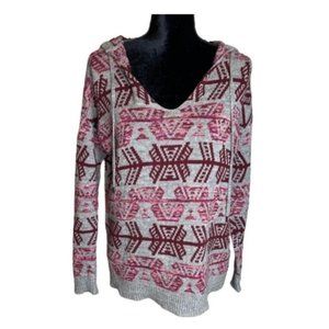 American Eagle Outfitter AEO Sweater Hoodie Womens XS Aztec Knit Pullover Medium